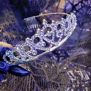 Elegant Silver Clear Rhinestone Heart Child's Princess Tiara Size OS
